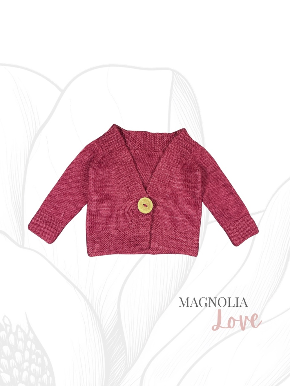 🧶 Hand Knit Cardigan Sweater w/ Wood Button Closure Handmade Heirloom Gift